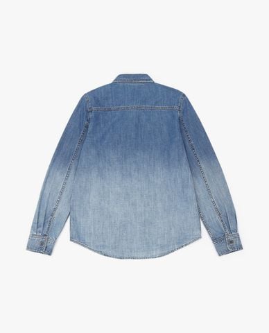  LEE - Áo sơ mi denim nữ cổ bẻ tay dài wash loang 