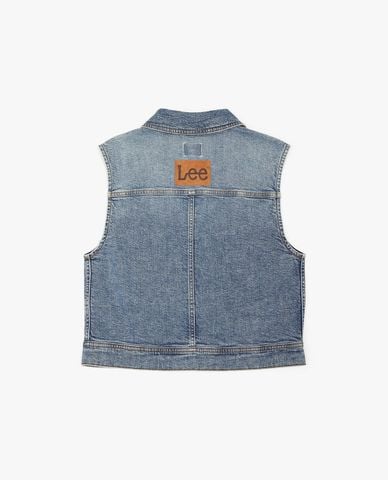  LEE - Áo khoác gilet nữ denim cổ bẻ 