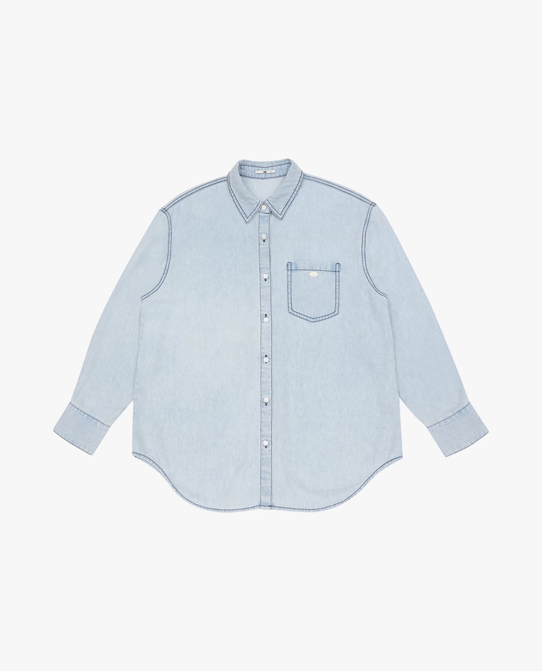 LEE - Áo sơ mi denim nữ cổ bẻ tay dài phối túi