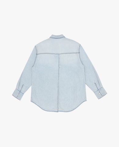  LEE - Áo sơ mi denim nữ cổ bẻ tay dài phối túi 