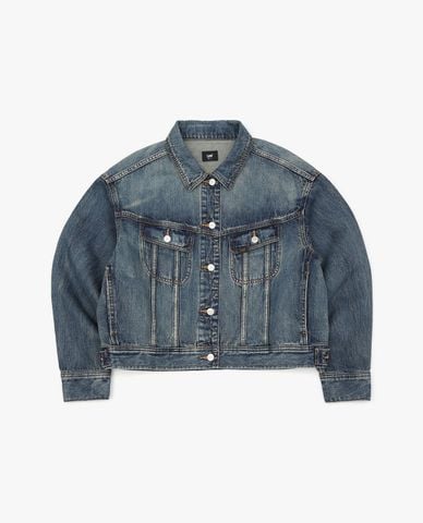  LEE - Áo khoác denim nữ cổ bẻ tay dài phối túi 