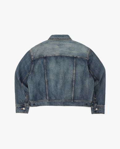  LEE - Áo khoác denim nữ cổ bẻ tay dài phối túi 