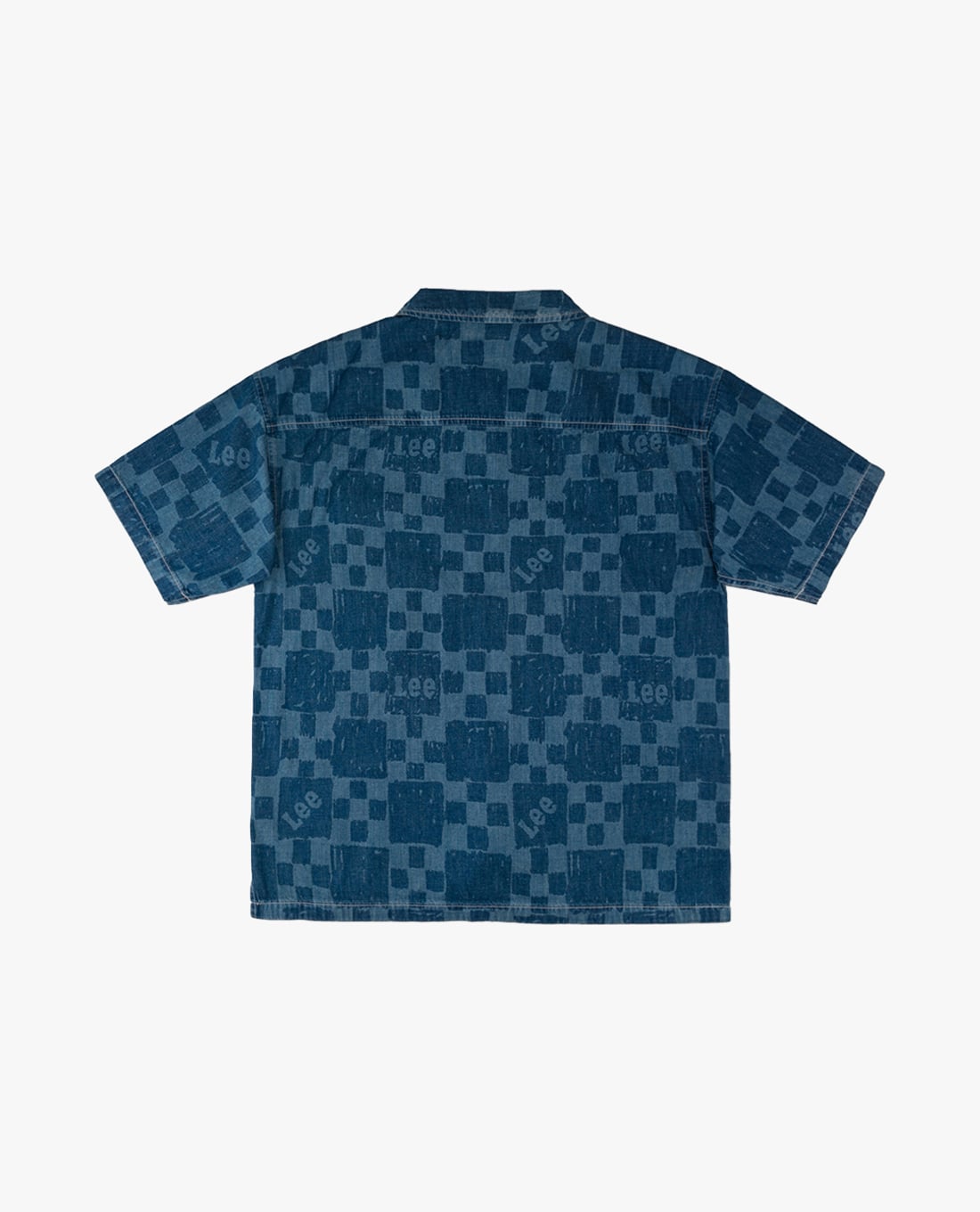 Lee áo sơ mi denim nam tay ngắn họa tiết monogram