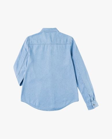  LEE - Áo sơ mi denim nữ cổ bẻ tay dài thêu logo 