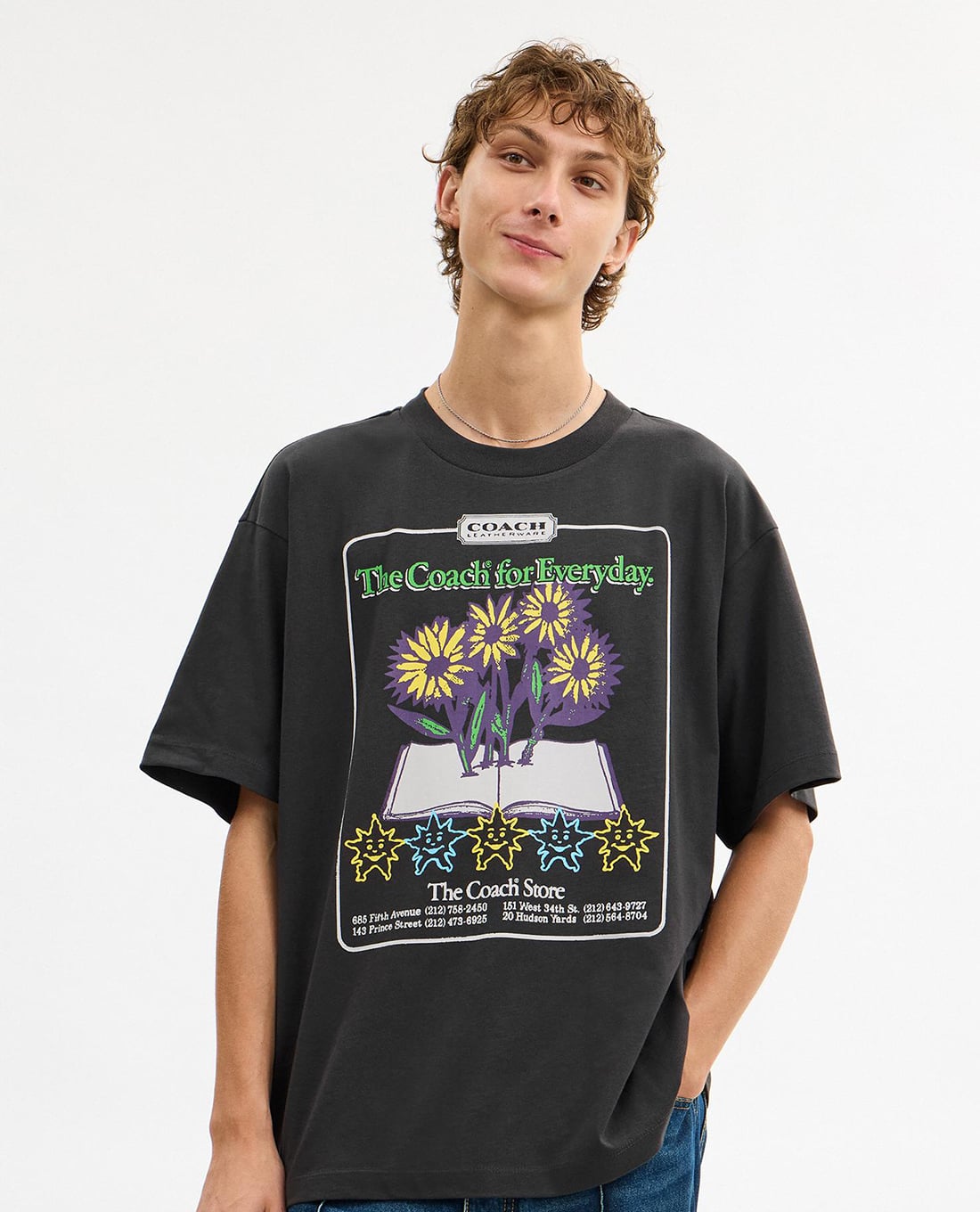 COACH - Áo thun nam cổ tròn tay ngắn Collage Flower