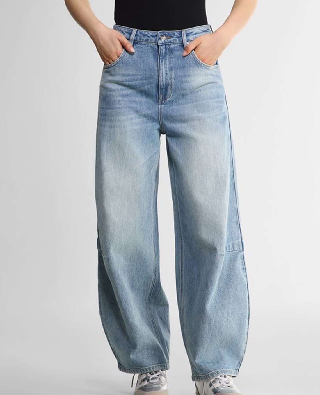 LEE - Quần jeans nữ ống rộng wash bạc