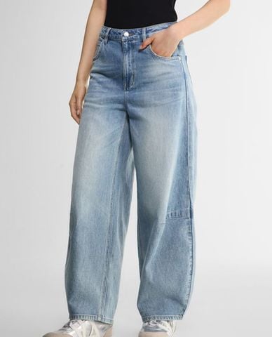  LEE - Quần jeans nữ ống rộng wash bạc 