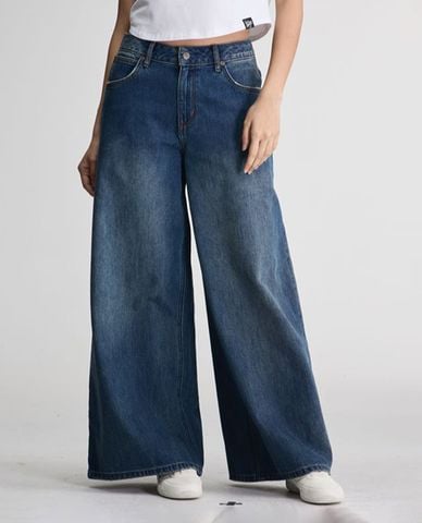  LEE - Quần jeans nữ ống rộng wash bạc 