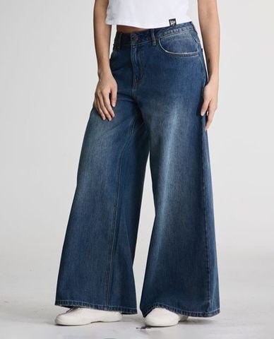  LEE - Quần jeans nữ ống rộng wash bạc 