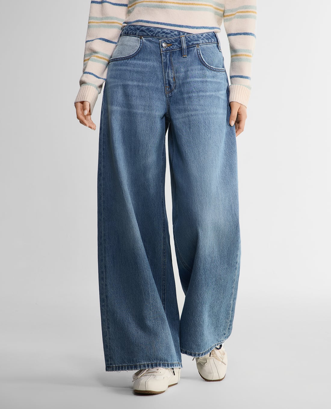 LEE - Quần jeans nữ ống rộng wash bạc