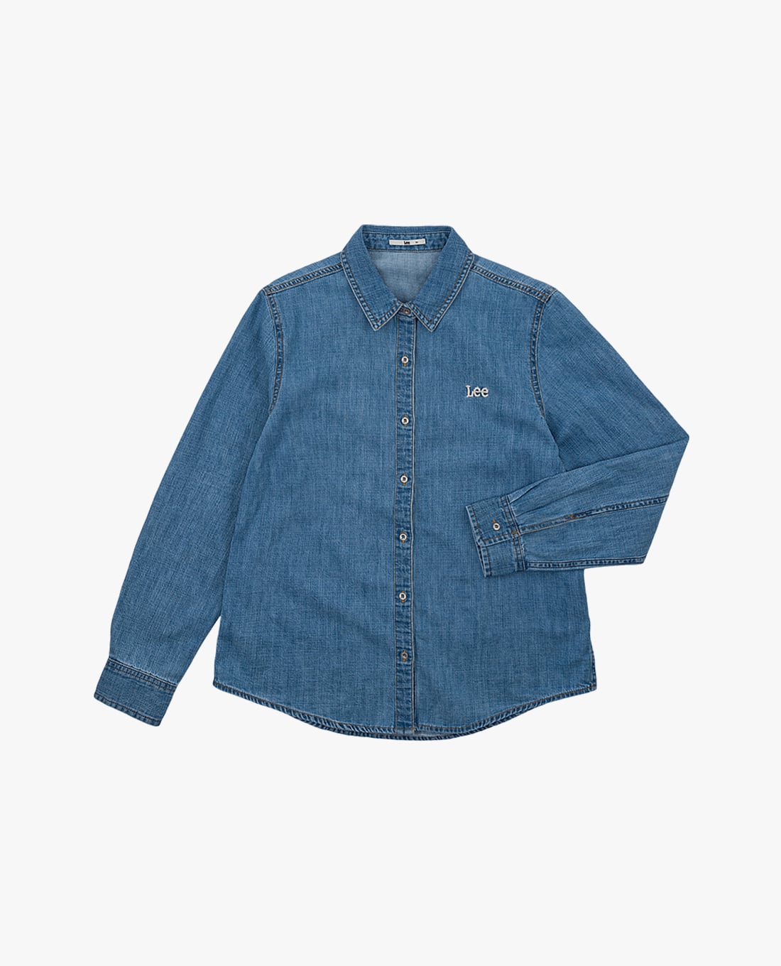 LEE - Áo sơ mi denim nữ tay dài thêu logo