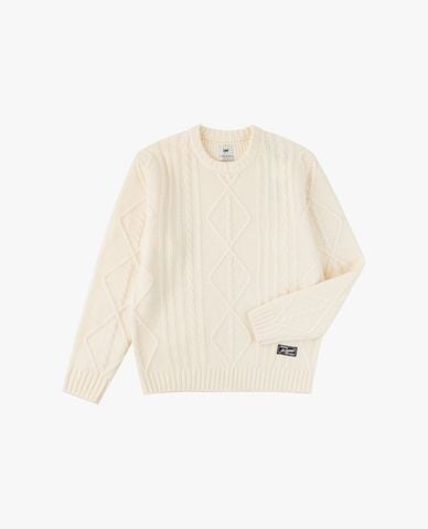  LEE - Áo sweater nam cổ tròn tay dài dệt họa tiết 