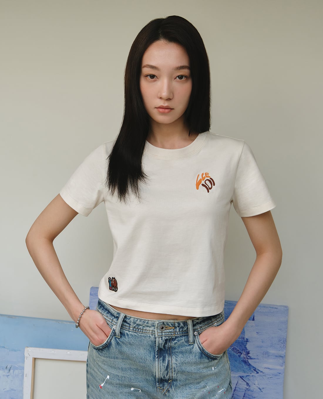 LEE - Áo croptop nữ cổ tròn tay ngắn 101+