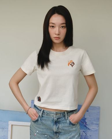  LEE - Áo croptop nữ cổ tròn tay ngắn 101+ 