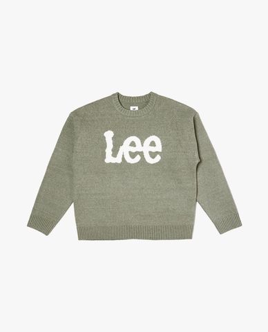  LEE - Áo sweater nam cổ tròn tay dài dệt logo 