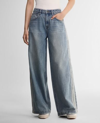  LEE - Quần jeans nữ ống rộng wash bạc 