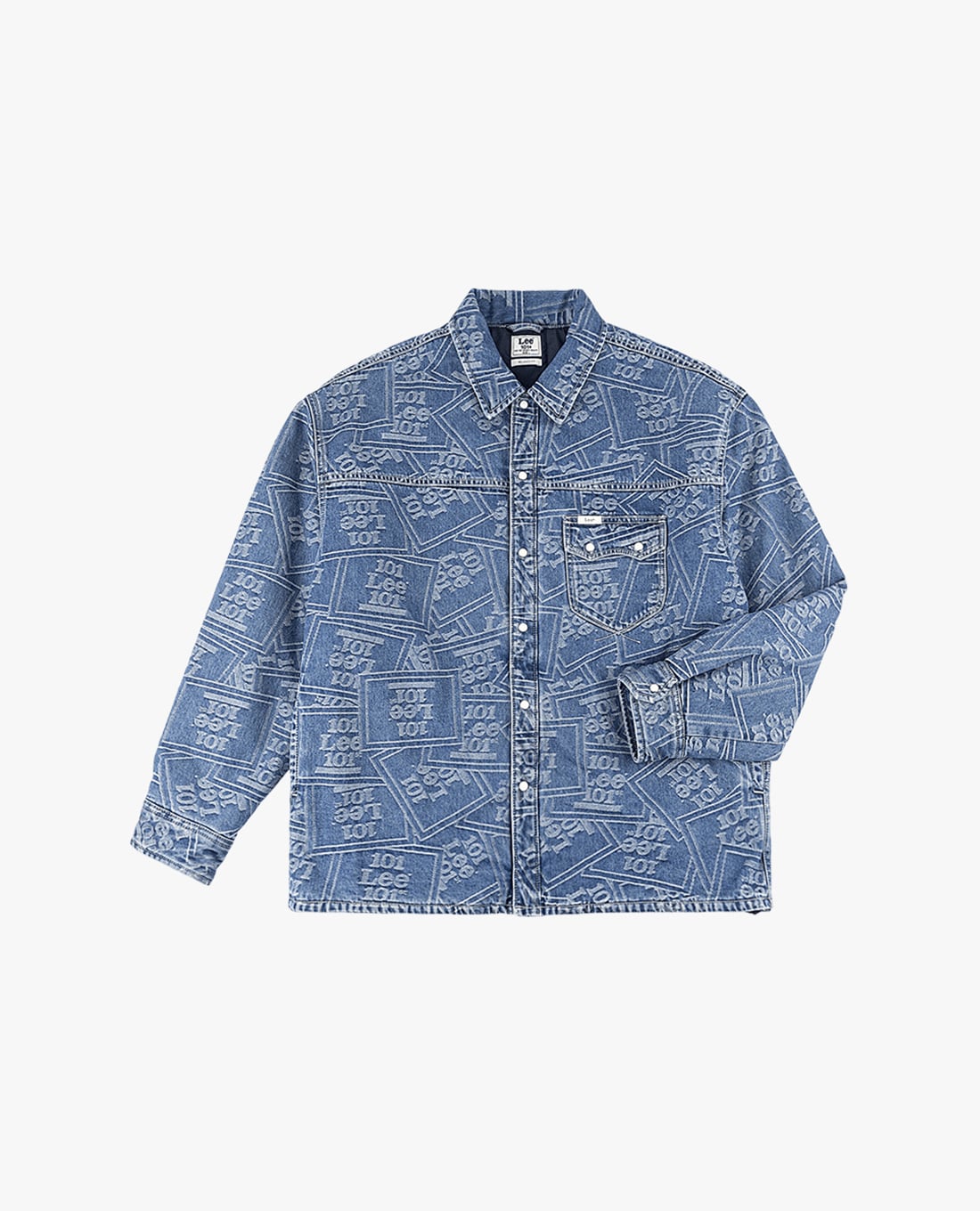 LEE - Áo sơ mi denim nam tay dài họa tiết logo