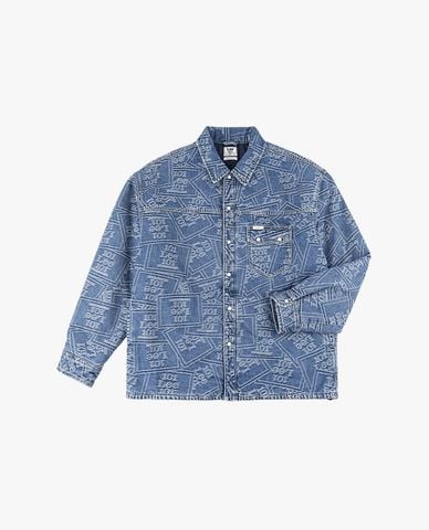  LEE - Áo sơ mi denim nam tay dài họa tiết logo 