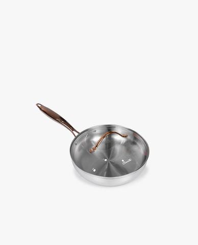  CIWETE - Chảo inox lòng sâu đáy liền có nắp 24cm 