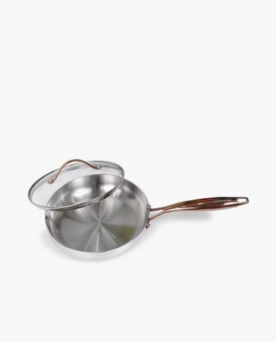  CIWETE - Chảo inox lòng sâu đáy liền có nắp 24cm 