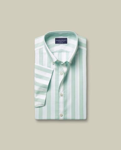  CHARLES TYRWHITT - Áo sơ mi nam cổ bẻ tay ngắn Poplin Slub 