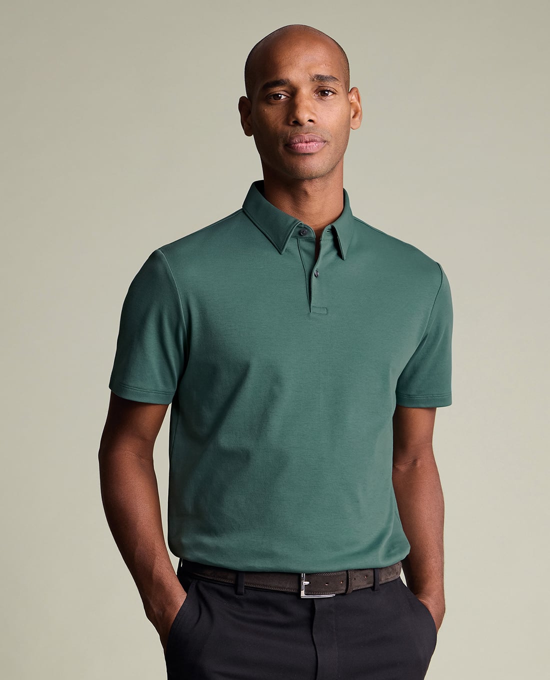 CHARLES TYRWHITT - Áo polo nam cổ bẻ tay ngắn Jersey
