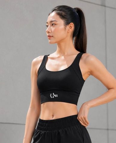  AZURA - Áo bra thể thao nữ cổ U khoét lưng Cushion 
