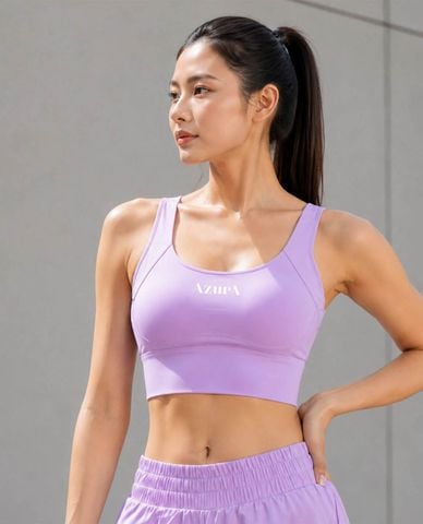  AZURA - Áo bra thể thao nữ cổ U khoét lưng Cushion 