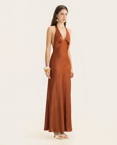  THE PHIA - Đầm midi cổ yếm phom ôm Sunset 