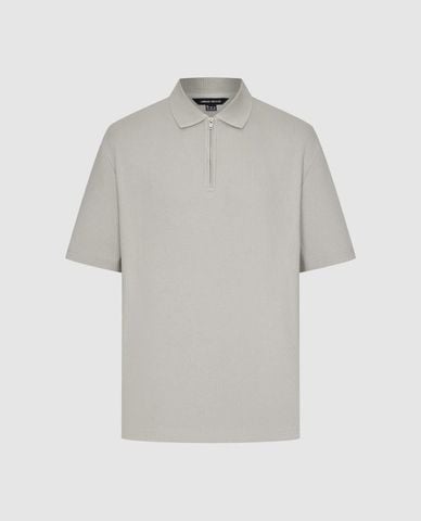  URBAN REVIVO - Áo polo nam tay ngắn phối khoá zip 