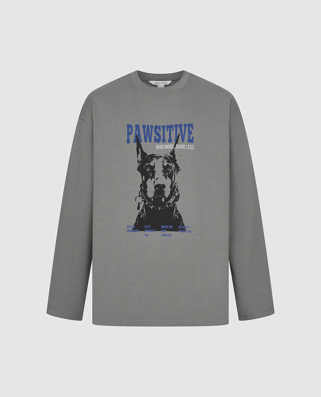 URBAN REVIVO - Áo thun nam cổ tròn tay dài in in họa tiết