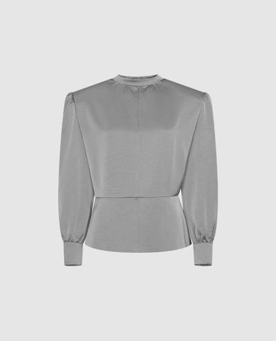  URBAN REVIVO - Áo kiểu nữ cổ tròn tay dài thanh lịch 