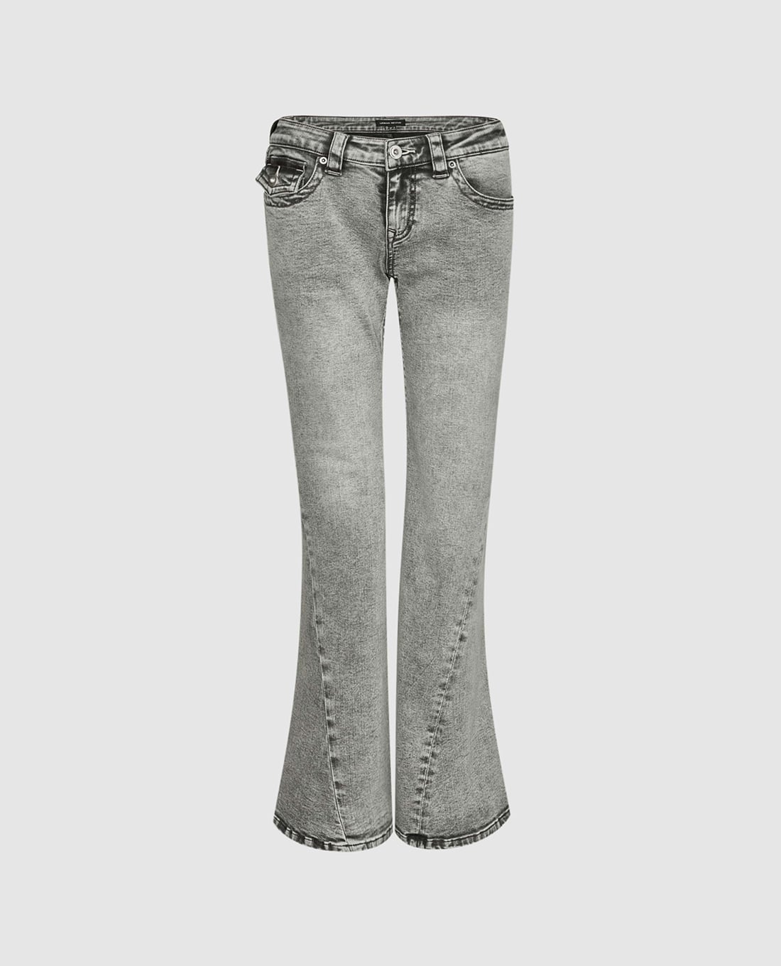 URBAN REVIVO - Quần jeans nữ ống loe wash bạc