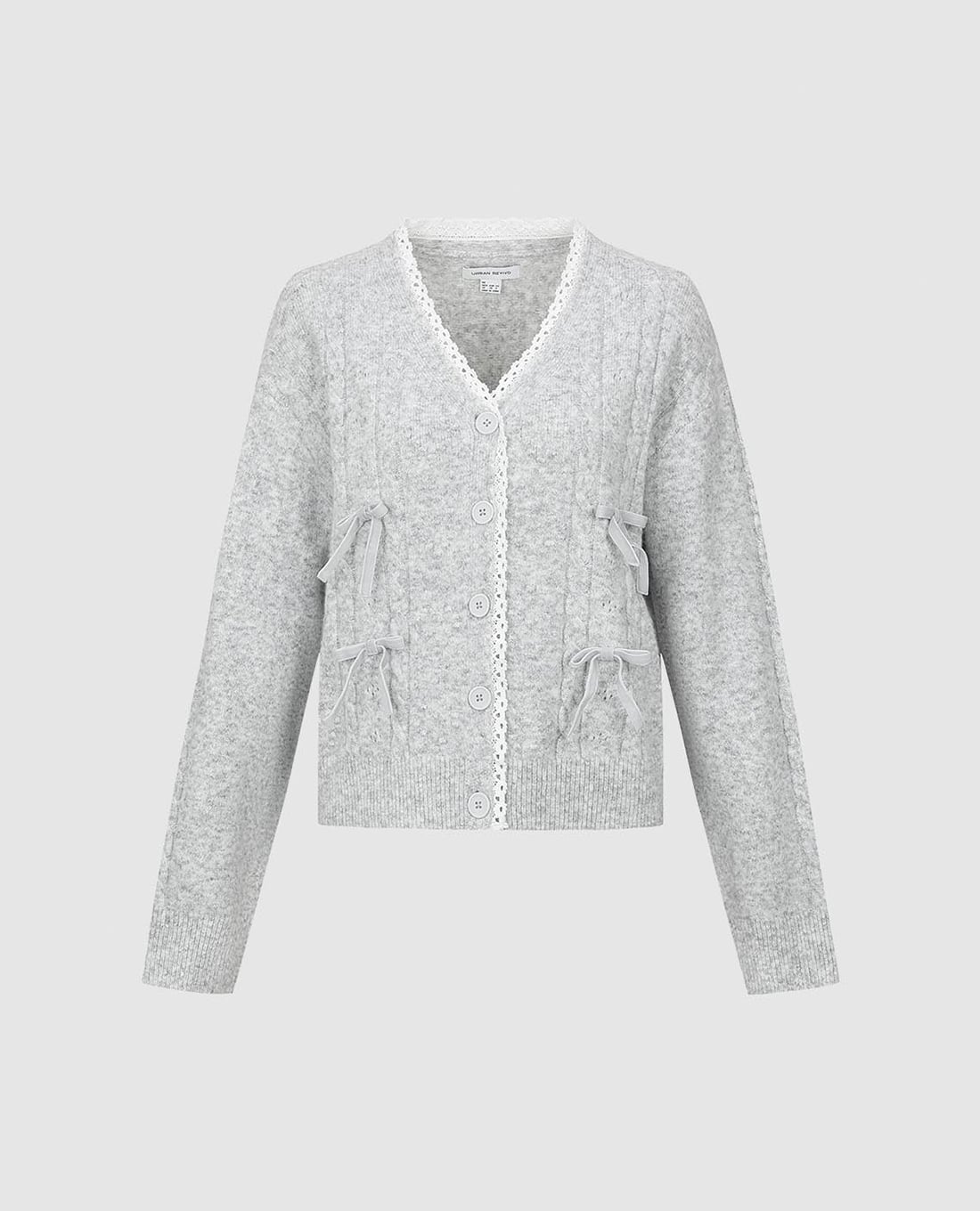 URBAN REVIVO - Áo khoác cardigan nữ viền ren phối nơ