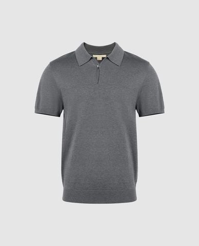  URBAN REVIVO - Áo dệt kim nam cổ bẻ tay ngắn 