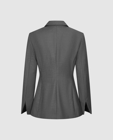  URBAN REVIVO - Áo khoác blazer nữ tay dài nhấn eo 