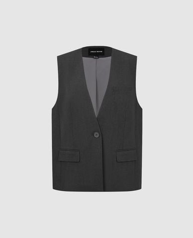  URBAN REVIVO - Áo khoác gilet nữ cổ V thời thượng 