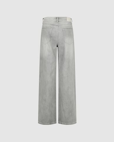  URBAN REVIVO - Quần jeans nữ ống rộng wash bạc 