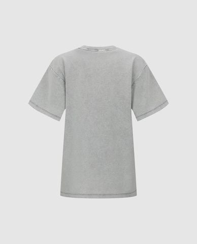  URBAN REVIVO - Áo thun nữ cổ tròn tay ngắn in họa tiết 