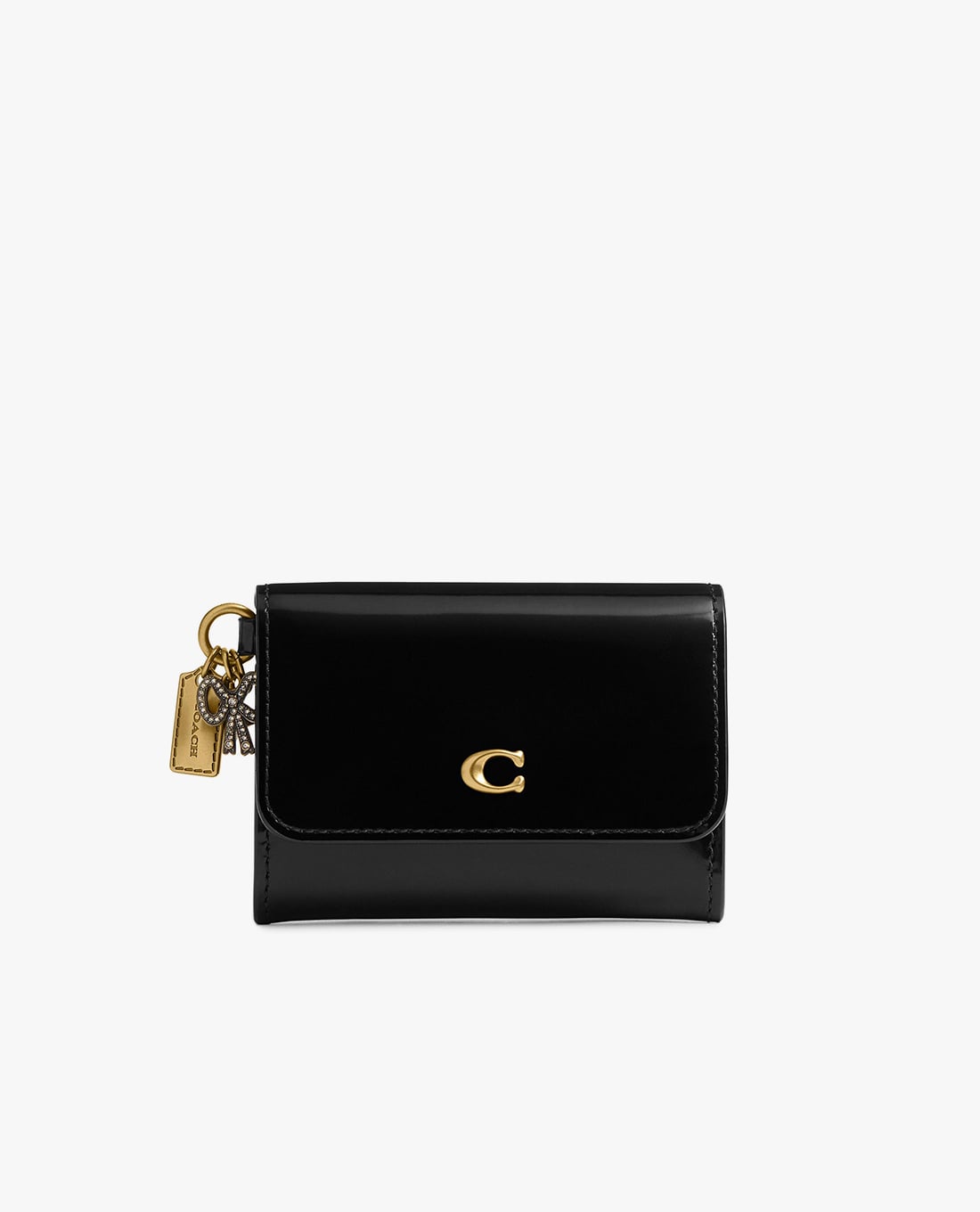 COACH - Ví đựng thẻ nữ nắp gập phối charm Essential