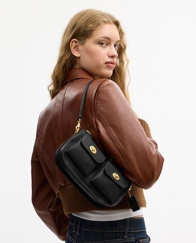  COACH - Túi đeo vai nữ phom chữ nhật Twin Turnlock 