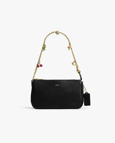  COACH - Túi đeo vai nữ phom chữ nhật phối charm Plaza 