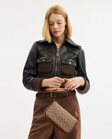  COACH - Túi đeo vai nữ phom chữ nhật Plaza 18 