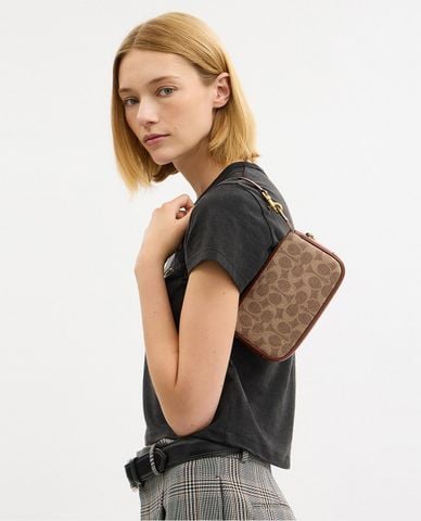  COACH - Túi đeo vai nữ phom chữ nhật Plaza 18 