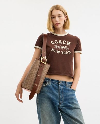  COACH - Túi đeo vai nữ Bleecker Bucket In Signature Canvas 