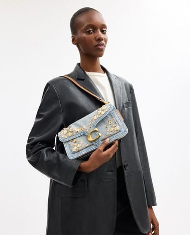  COACH - Túi đeo vai nữ phom chữ nhật đính pha lê Tabby 26 