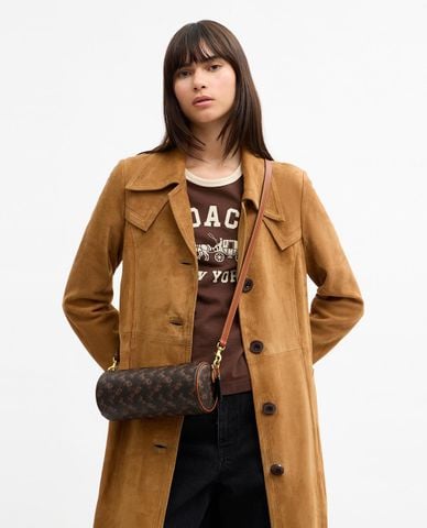  COACH - Túi đeo vai nữ Barrel With Horse And Carriage Print 