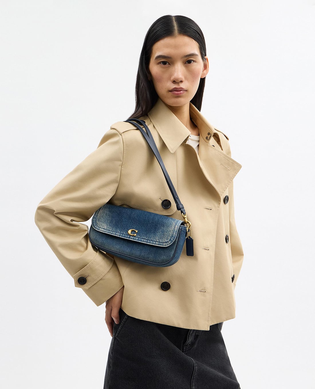 COACH - Túi đeo vai nữ Brook Flap In Loved Denim