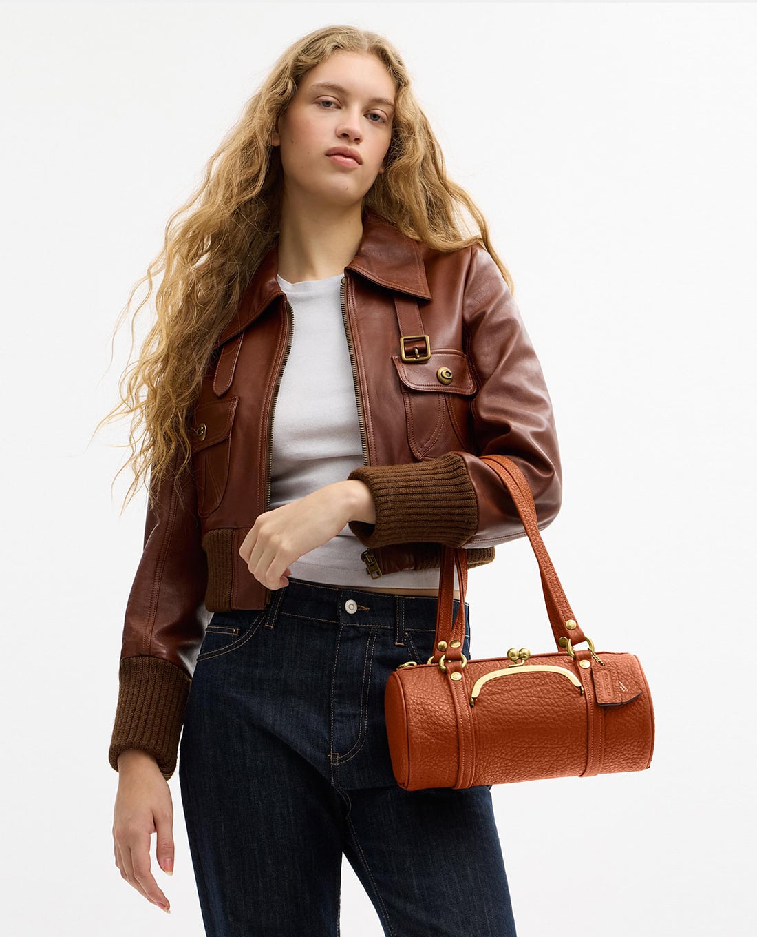 COACH - Túi đeo vai nữ phom hình trụ Kisslock Barrel 28