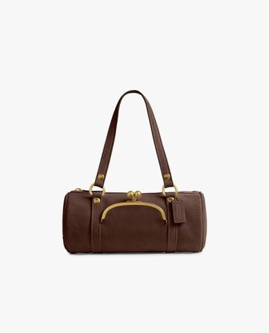  COACH - Túi đeo vai nữ phom hình trụ Kisslock Barrel 